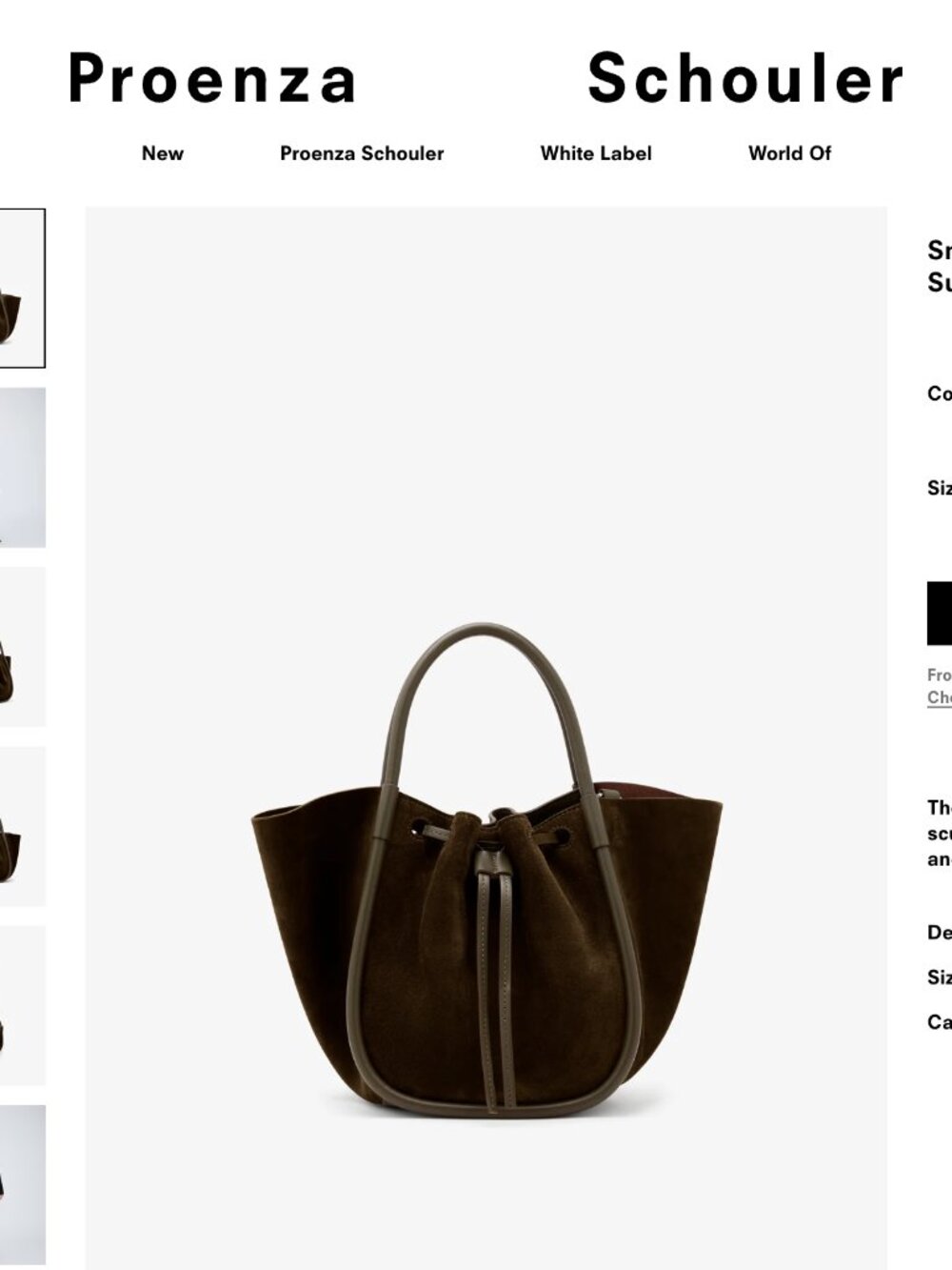 Brand new small rouched tote bag in suede
